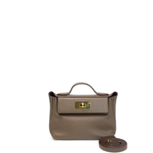 HERMES MINI 24/24 BAG ETOUPE EVERCOLOR / SWIFT LEATHER GHW STAMP B