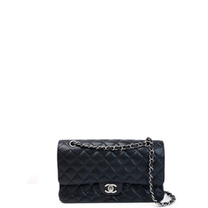 CHANEL MEDIUM CLASSIC DOUBLE FLAP BAG BLACK CAVIAR LEATHER SHW