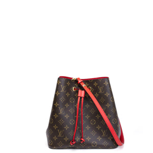 LOUIS VUITTON NEO NOE BROWN/ RED POUDRE MONOGRAM CANVAS GHW