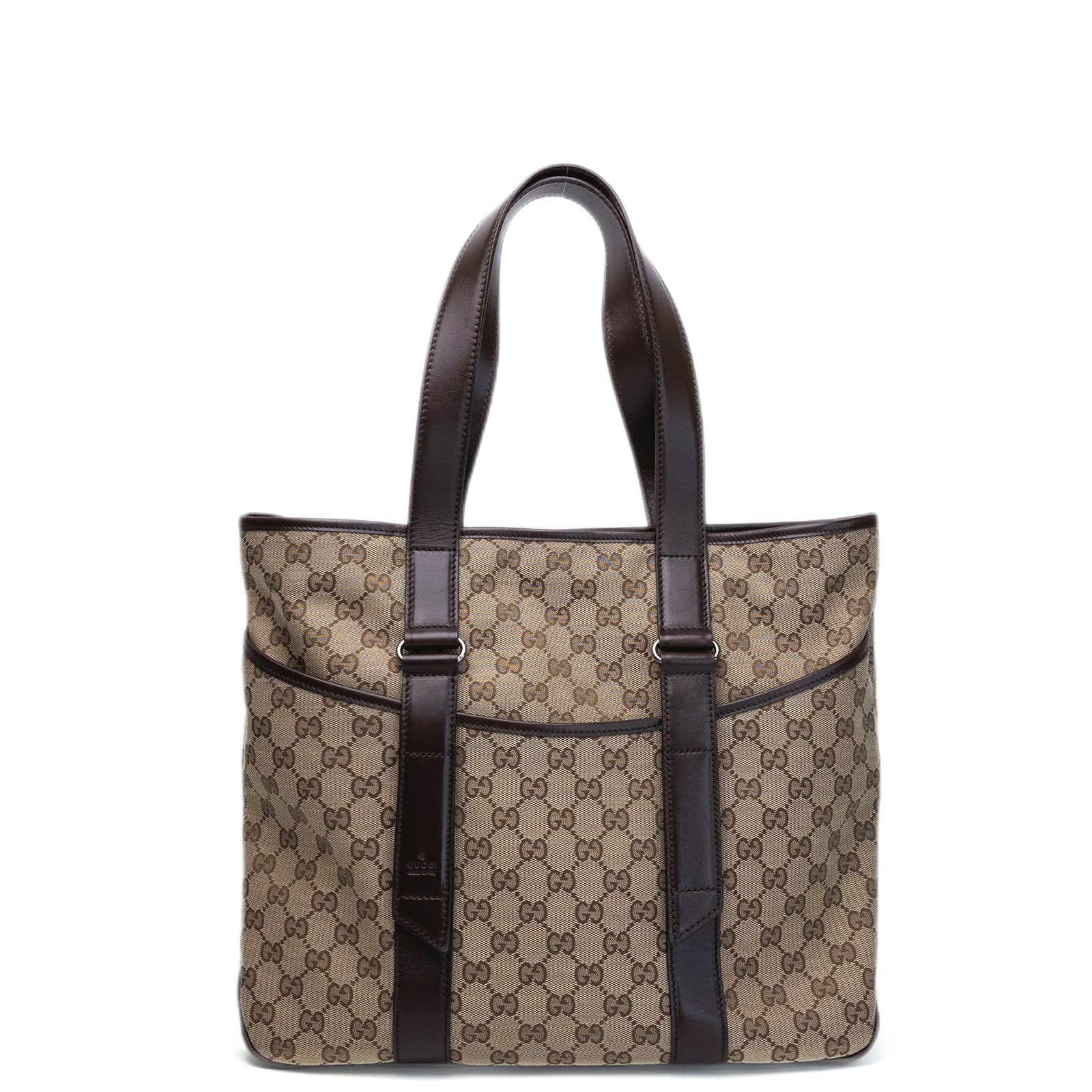 GUCCI GG CANVAS TOTE BAG BEIGE GHW
