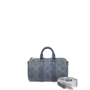 LOUIS VUITTON KEEPALL BANDOULIERE 25 WASHED DENIM CANVAS BLUE SHW