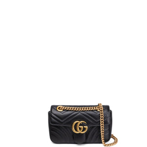 GUCCI GG MARMONT SMALL SHOULDER BAG CALFSKIN BLACK GHW