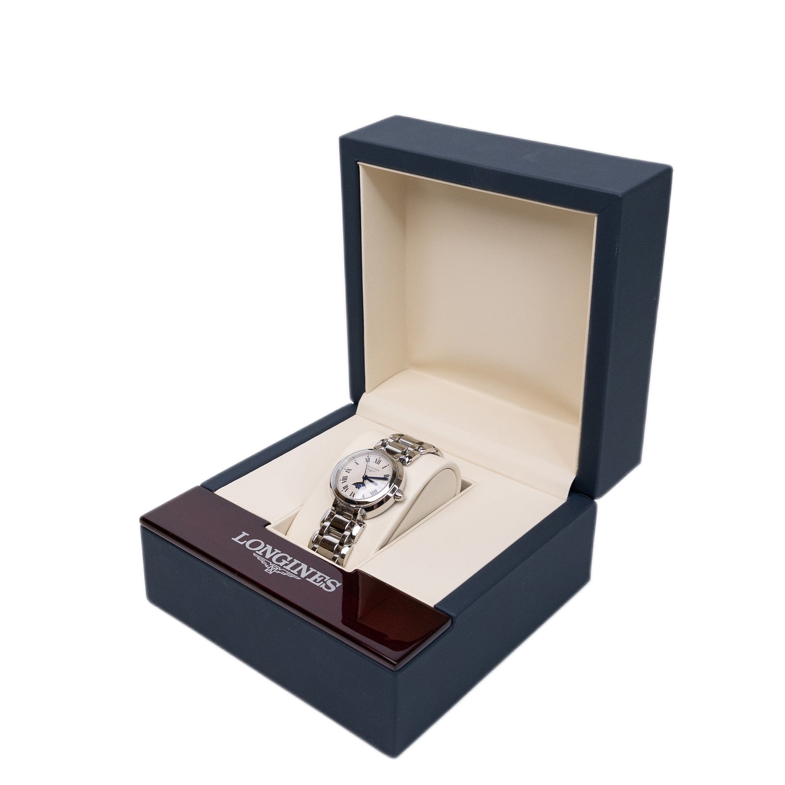 LONGINES PRIMALUNA WOMEN'S 30.5MM STAINLESS STEEL QUARTZ MOONPHASE WATCH