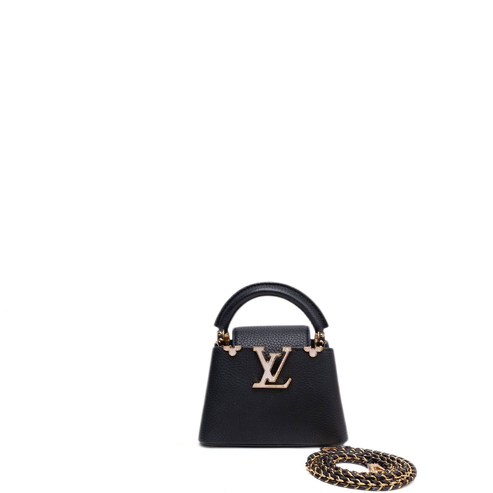 LOUIS VUITTON CAPUCINES NANO HANDBAG BLACK GHW