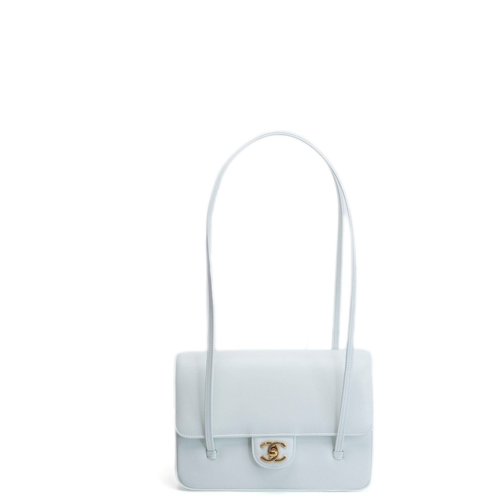CHANEL PREPPY COCO SMALL FLAP BAG SHINY CAVIAR LIGHT BLUE GHW