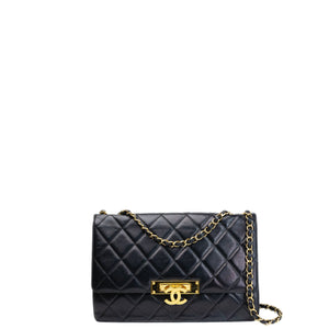 CHANEL CC GOLDEN CLASS FLAP BAG BLACK LAMBSKIN GHW