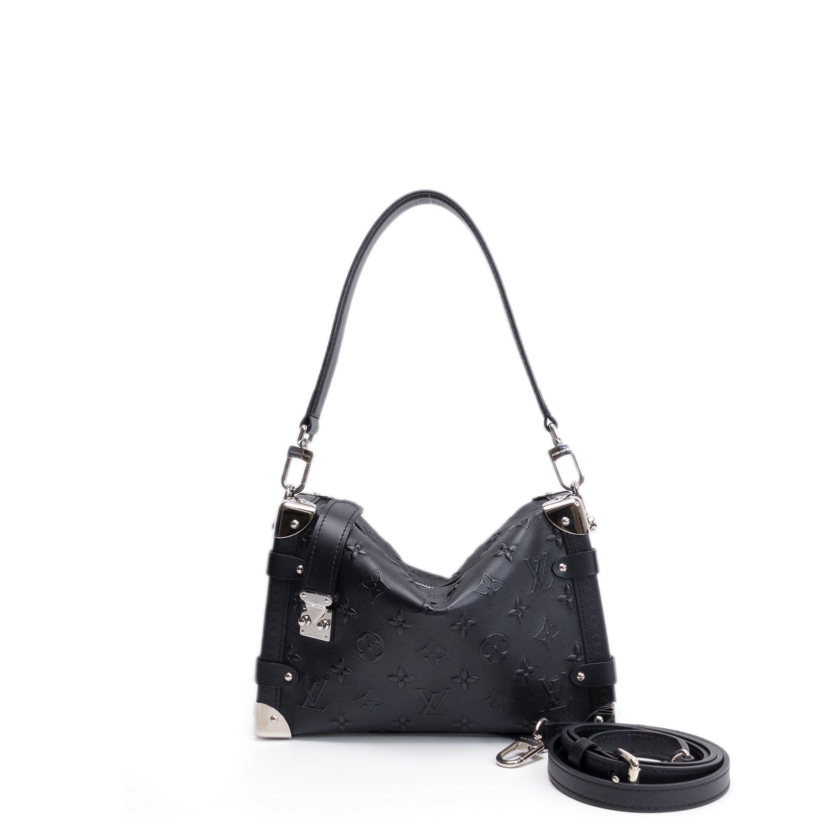 LOUIS VUITTON SIDE TRUNK MONOGRAM DEBOSSED CALFSKIN BLACK SHW (MICROCHIP)