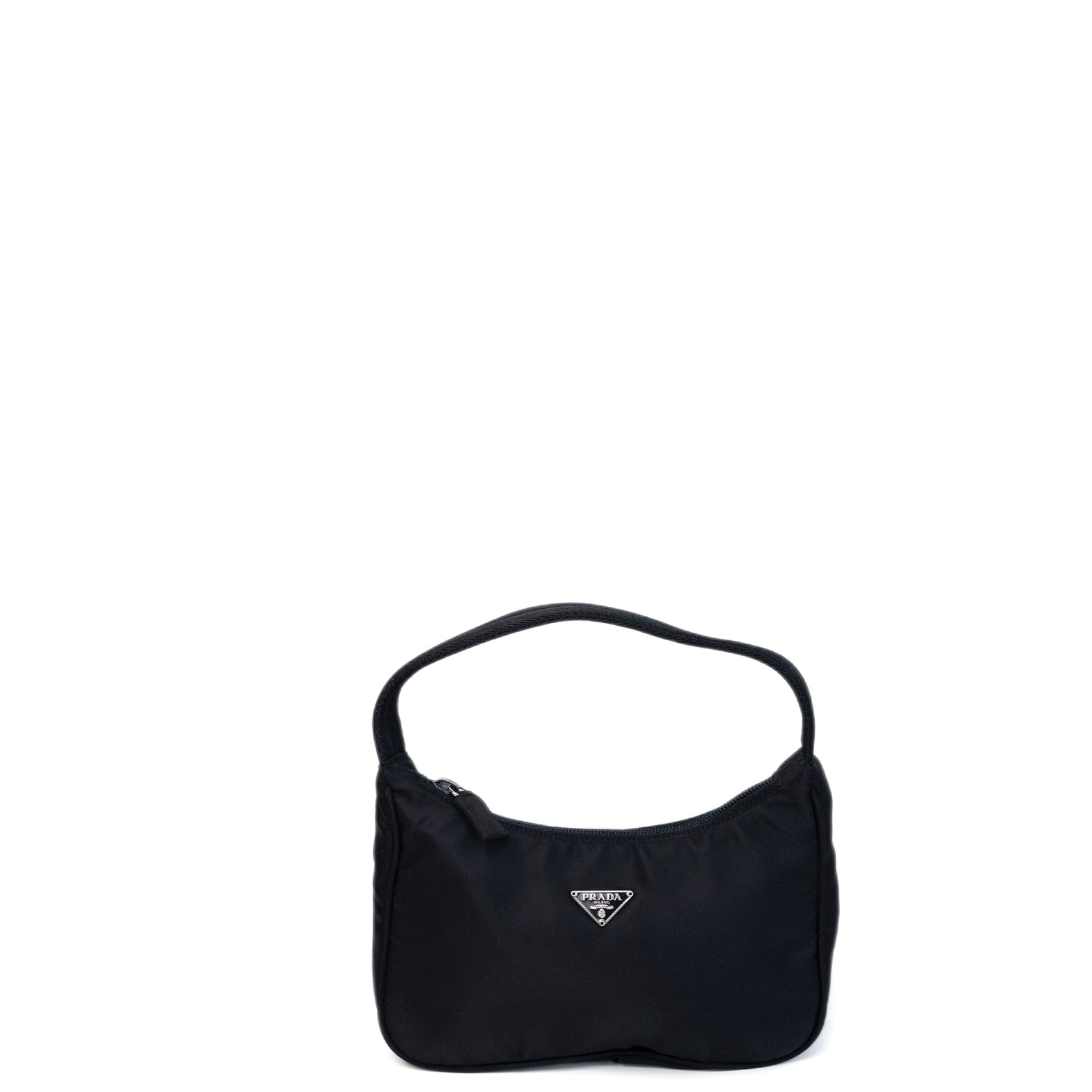 PRADA VINTAGE HOBO HANDBAG BLACK NYLON SHW