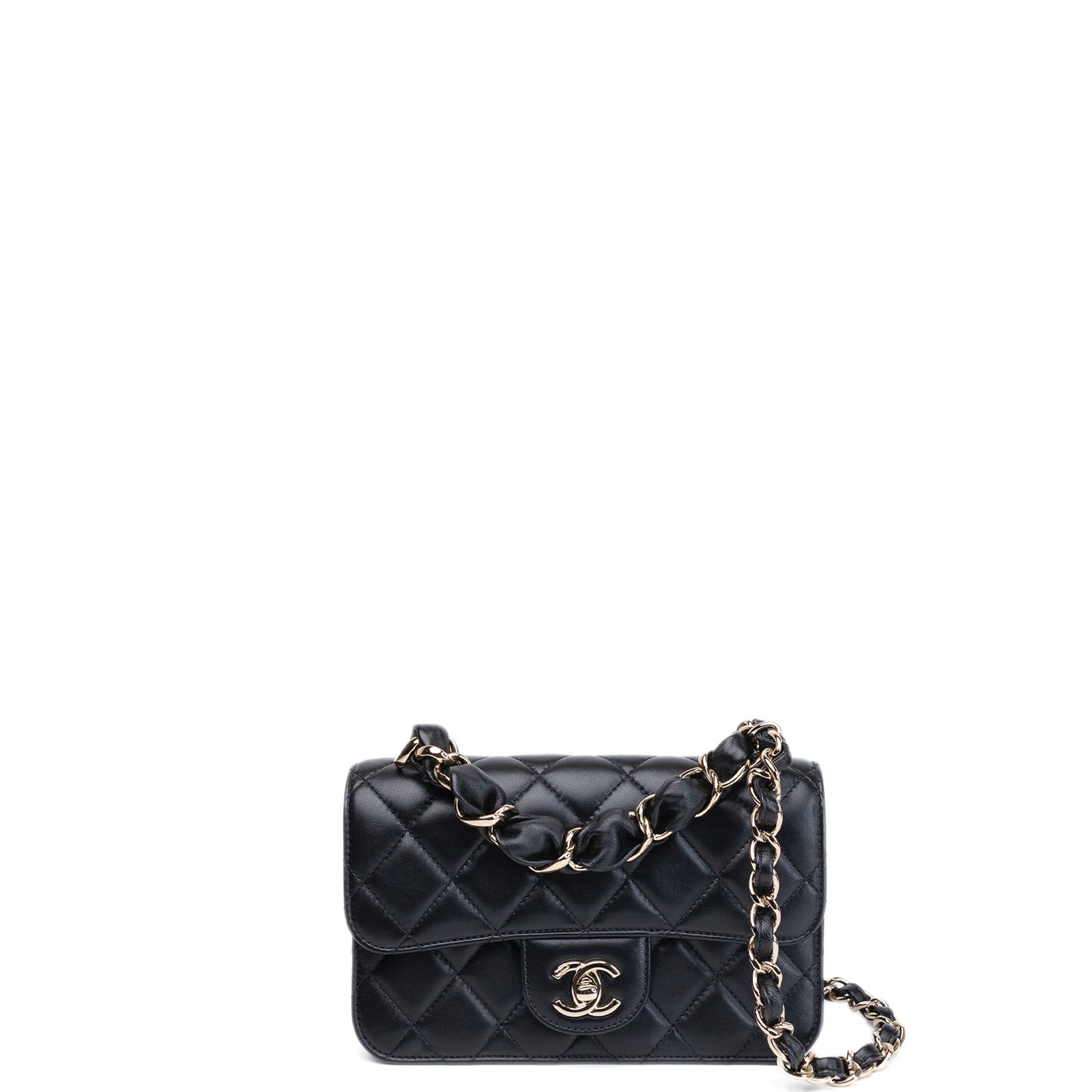 CHANEL 25B CLASSIC FLAP MATELASSE CHAIN STRAP MINI BAG BLACK LAMBSKIN LGHW