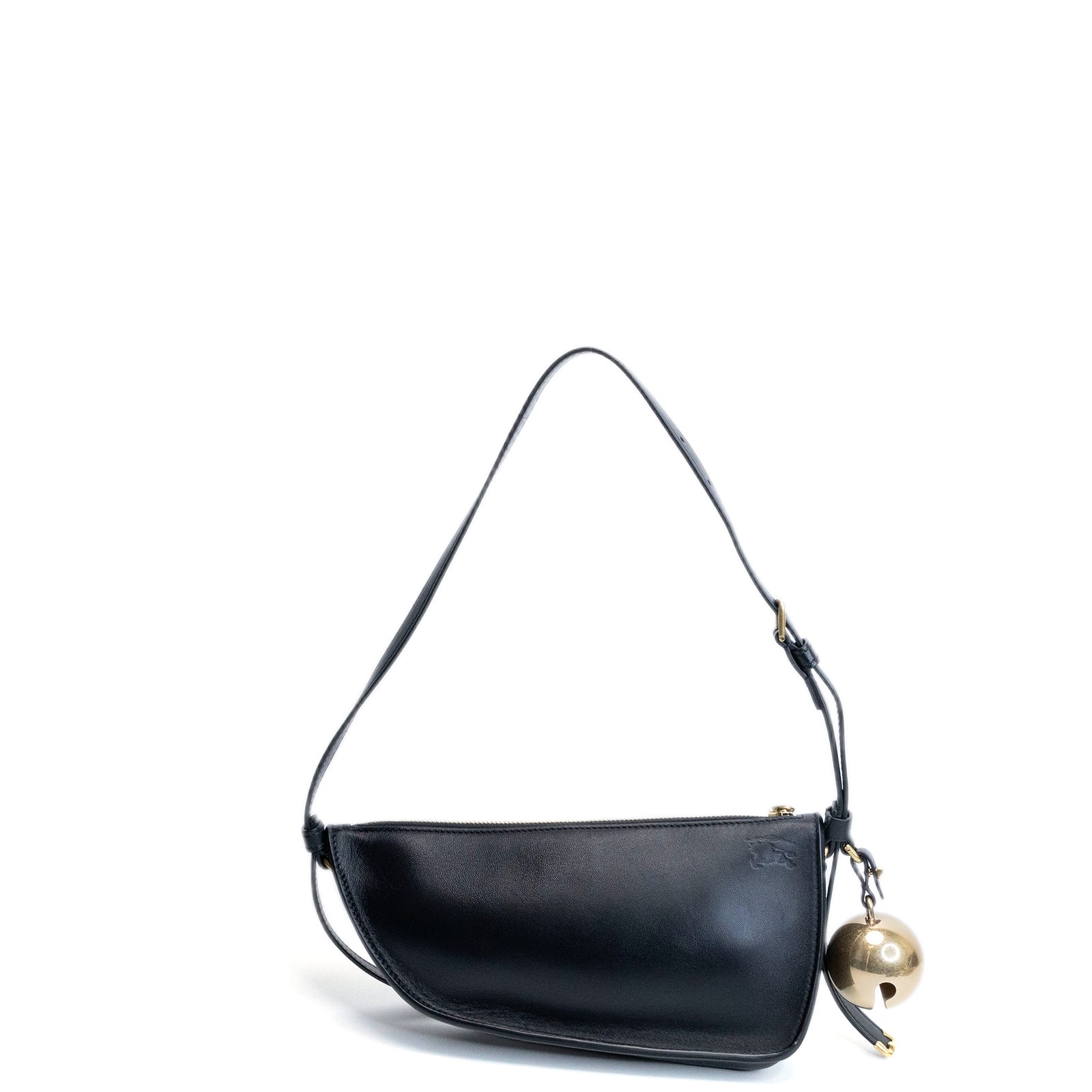 BURBERRY MINI SHIELD LEATHER SHOULDER BAG BLACK GHW