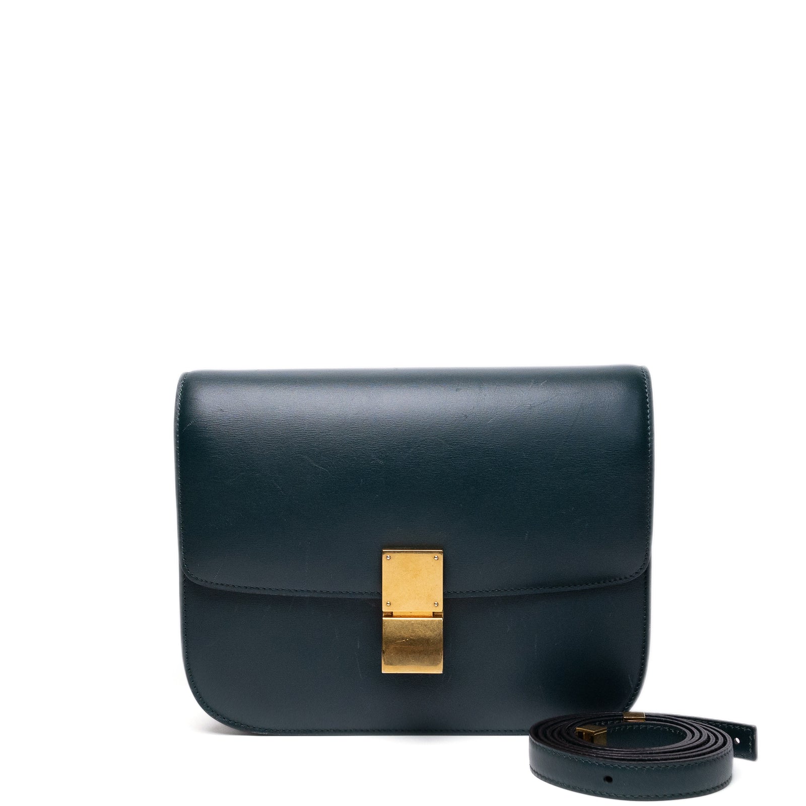 CELINE MEDIUM CLASSIC BOX BAG GOATSKIN AMAZON GREEN GHW