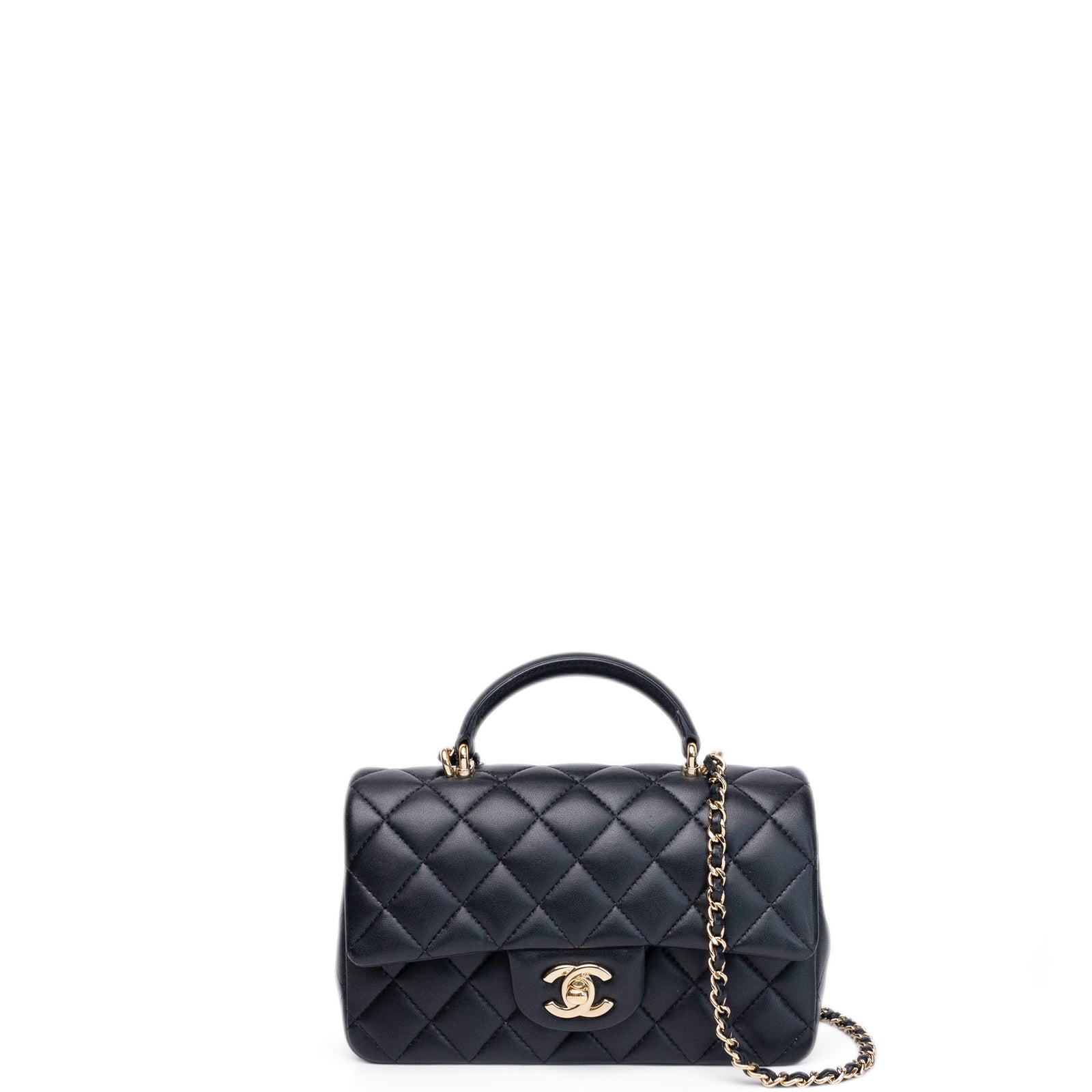 CHANEL CLASSIC FLAP MINI RECTANGULAR TOP HANDLE BAG LAMBSKIN GHW