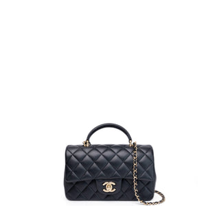 CHANEL CLASSIC FLAP MINI RECTANGULAR TOP HANDLE BAG LAMBSKIN GHW (MICROCHIP)