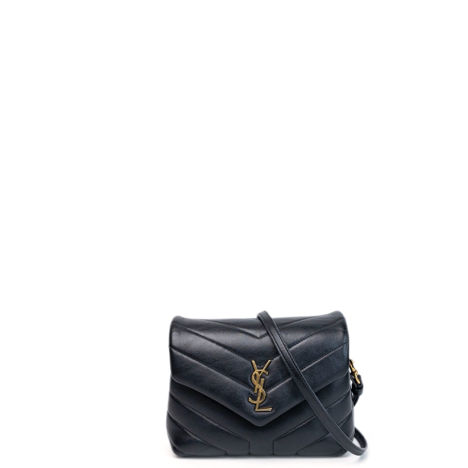 SAINT LAURENT TOY LOULOU BAG QUILTED BLACK GHW
