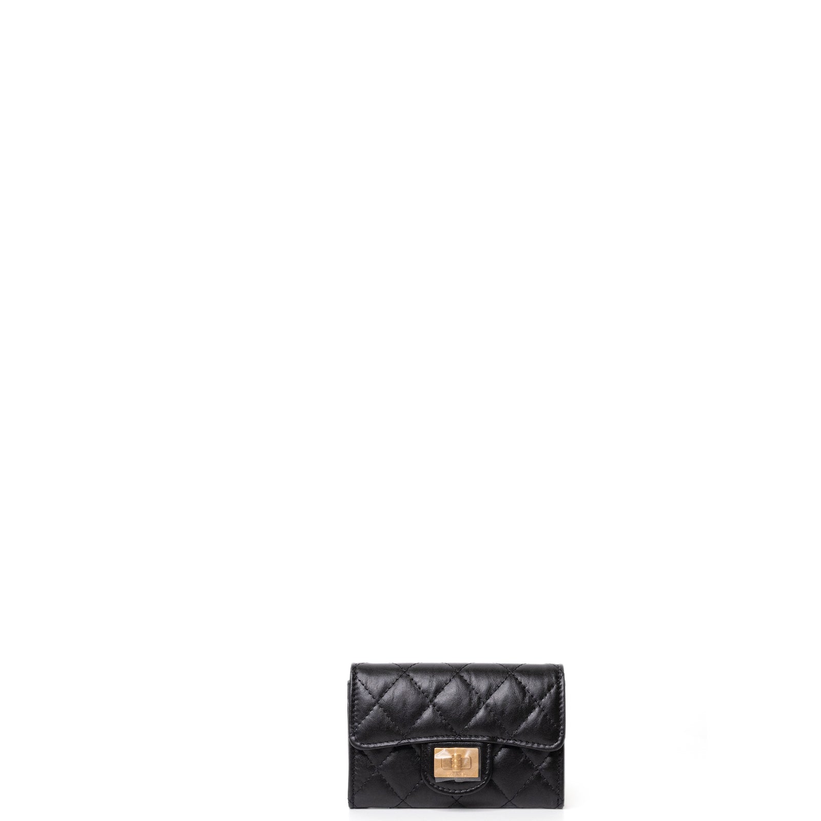CHANEL 2.55 REISSUE FLAP CARD HOLDER BLACK CALFSKIN GHW