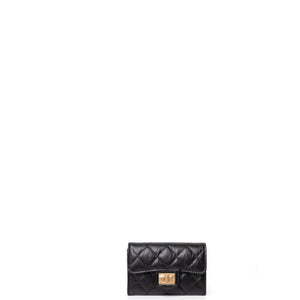 CHANEL 2.55 REISSUE FLAP CARD HOLDER BLACK CALFSKIN GHW