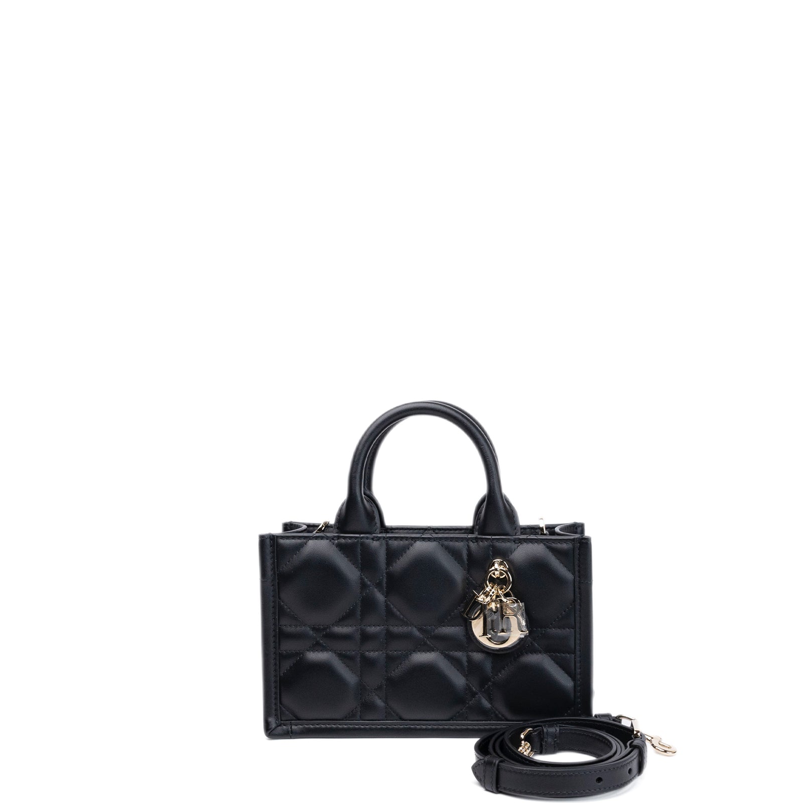 CHRISTIAN DIOR MINI DIOR BOOK TOTE BLACK MACROCANNAGE CALFSKIN GHW