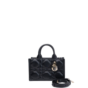 CHRISTIAN DIOR MINI DIOR BOOK TOTE BLACK MACROCANNAGE CALFSKIN GHW