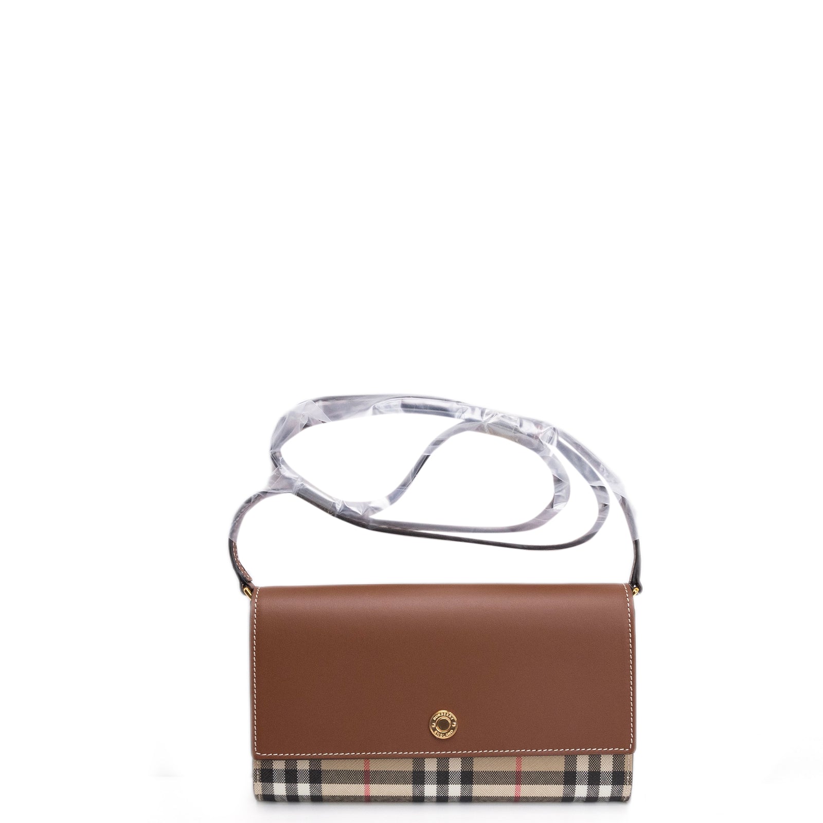 BURBERRY HANNAH WALLET ON CHAIN CALFSKIN / CANVAS GHW