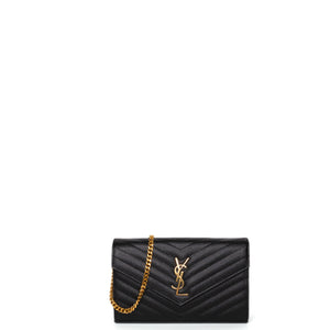 SAINT LAURENT ENVELOPE CHAIN WALLET CALFSKIN BLACK GHW