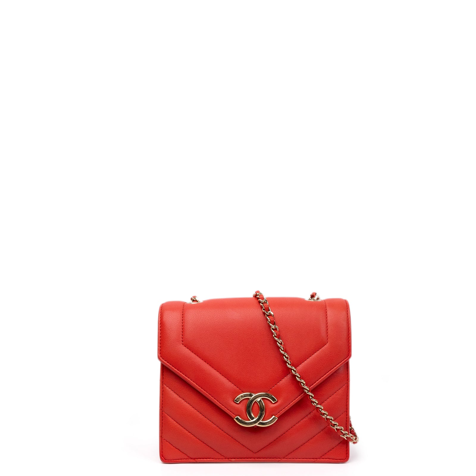 CHANEL CHEVRON FLAP BAG CALFSKIN LEATHER LGHW