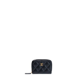 CHANEL CLASSIC ZIPPED COIN PURSE BLACK CAVIAR GHW