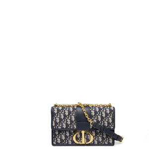 CHRISTIAN DIOR 30 MONTAIGNE EAST WEST BAG WITH CHAIN OBLIQUE JACQUARD BLUE GHW
