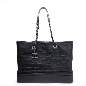 CHANEL LARGE QUILTED SHOULDER BAG CALFSKIN BLACK SHW