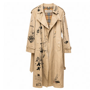 BURBERRY SKETCH PRINT TRENCH COAT BROWN / MULTICOLOURED