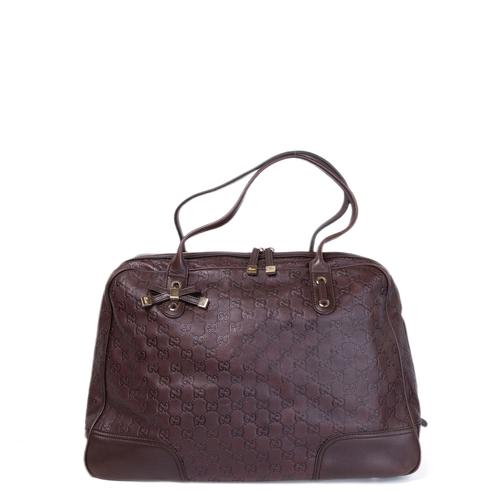 GUCCI GUCCISSIMA LARGE PRINCY TOTE BAG BROWN LEATHER GHW