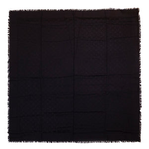 LOUIS VUITTON SILK WOOL MONOGRAM SHAWL BLACK
