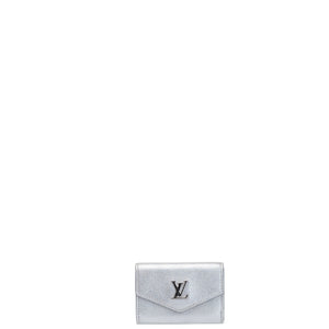 LOUIS VUITTON LOCK MINI TRIFOLD WALLET SILVER LEATHER SHW (MICROCHIP)