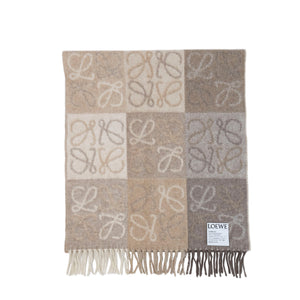 LOEWE ANAGRAM SCARF IN WOOL & CASHMERE BEIGE