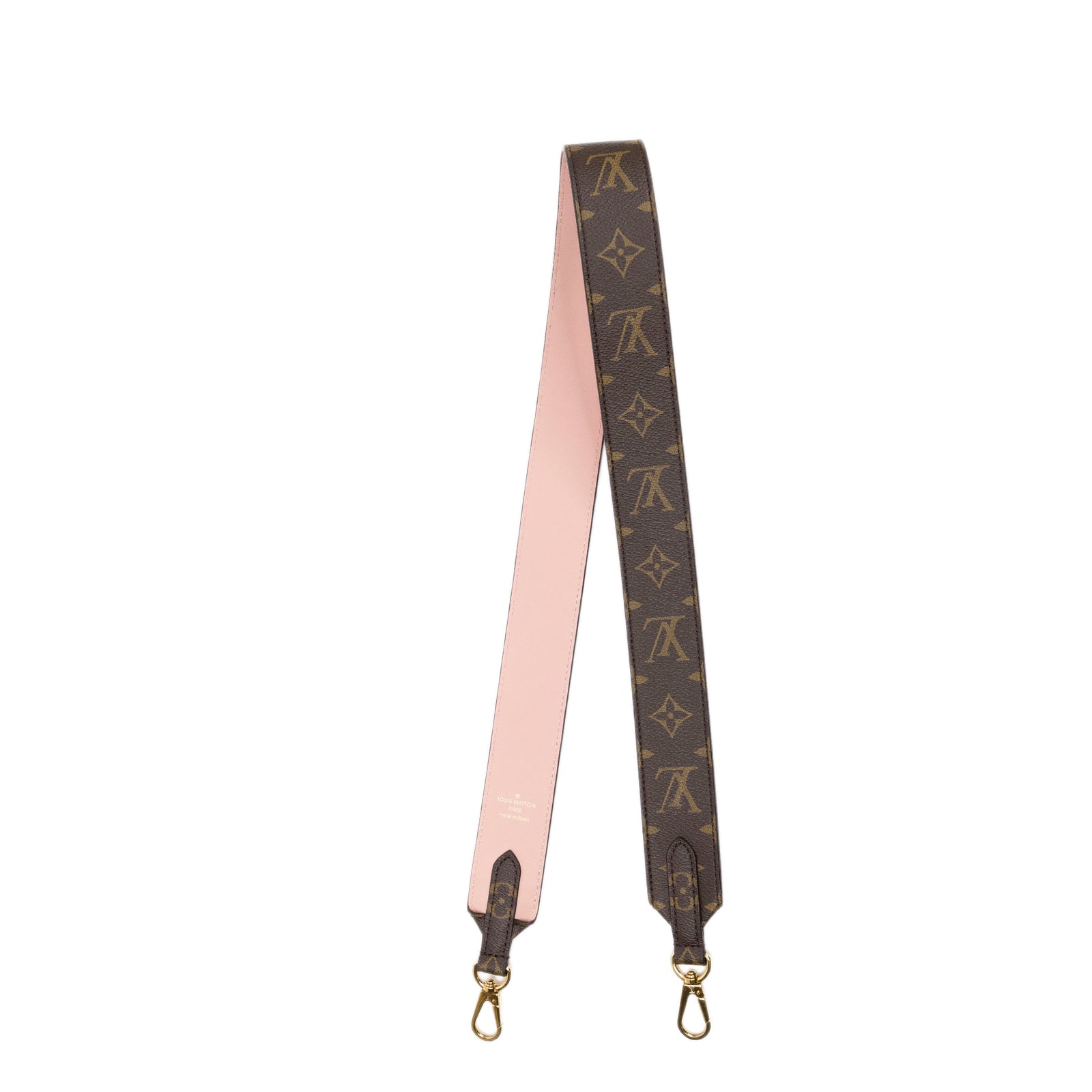 LOUIS VUITTON BROWN & PINK BANDOULIERE MONOGRAM STRAP GHW