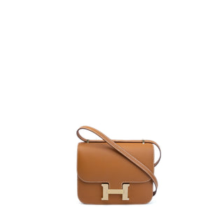 HERMES MINI CONSTANCE EPSOM GOLD GHW STAMP K
