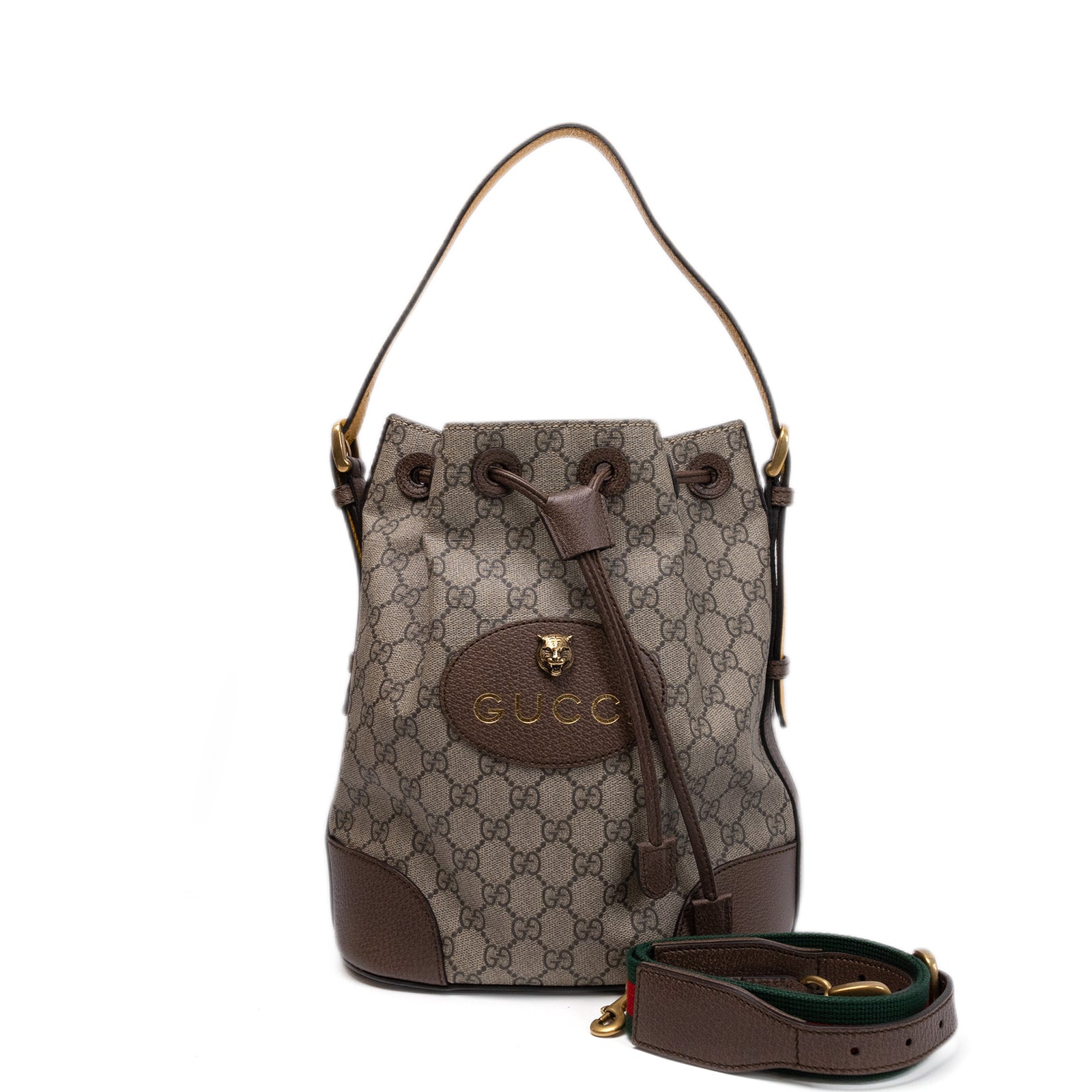 GUCCI GG SUPREME DRAWSTRING BUCKET BACKPACK CANVAS MULTICOLOR GHW