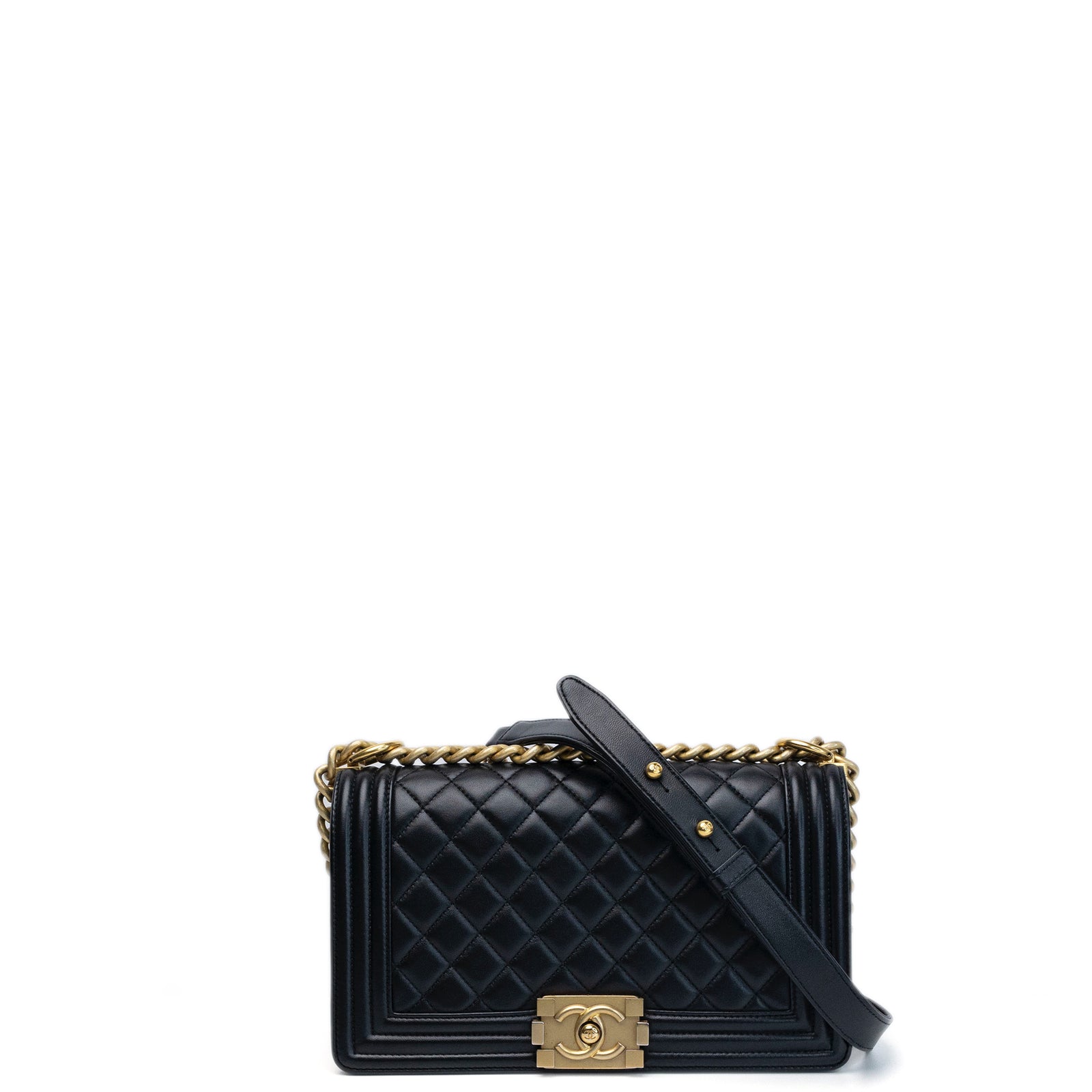 CHANEL MEDIUM LEBOY BLACK CALFSKIN LEATHER GHW