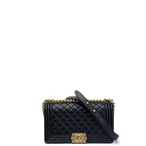 CHANEL MEDIUM LEBOY BLACK CALFSKIN LEATHER GHW