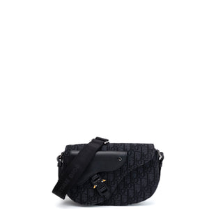 CHRISTIAN DIOR SADDLE SMALL MESSENGER BAG BLACK OBLIQUE JACQUARD / GRAINED CALFSKIN MULTICOLOUR HARDWARE