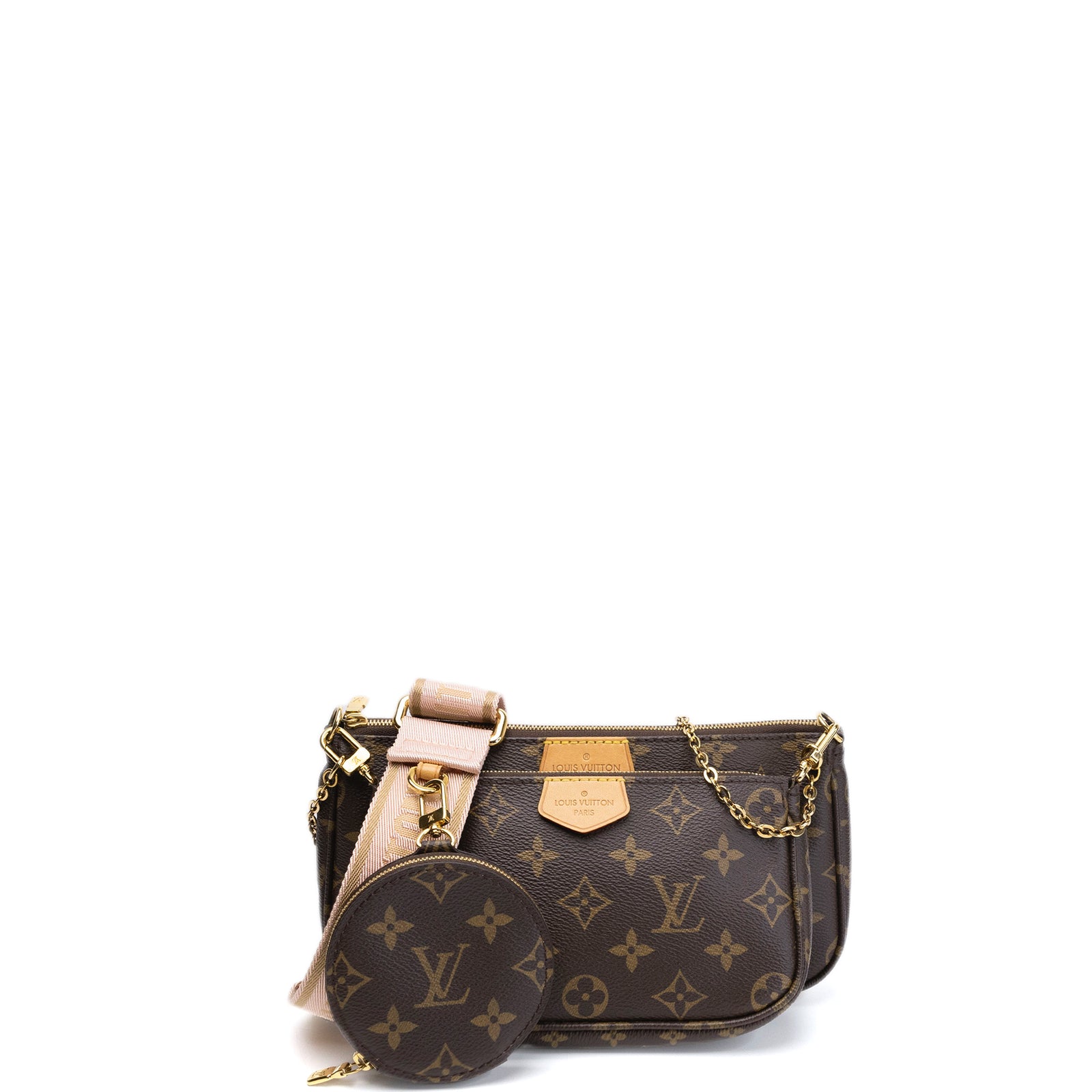LOUIS VUITTON MULTI POCHETTE ACCESSORIES MONOGRAM CANVAS PINK STRAP GHW