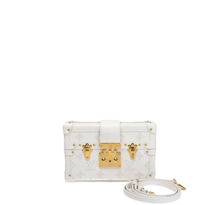 LOUIS VUITTON PETITE MALLE MONOGRAM EMBROIDERED WHITE CALFSKIN GHW