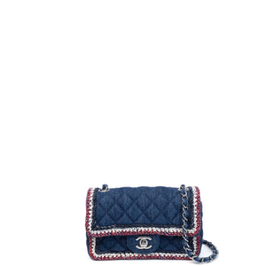 CHANEL DENIM MINI FLAP BAG BLUE WITH TWEED SHW