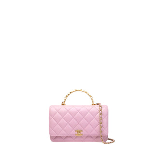 CHANEL 24S TOP HANDLE WALLET ON CHAIN PINK LAMBSKIN GHW