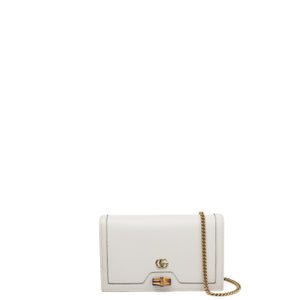GUCCI DIANA MINI BAG WITH BAMBOO WHITE LEATHER GHW