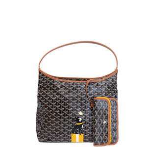 GOYARD BOHEME HOBO BAG CANVAS / CALFSKIN BLACK / BROWN SHW