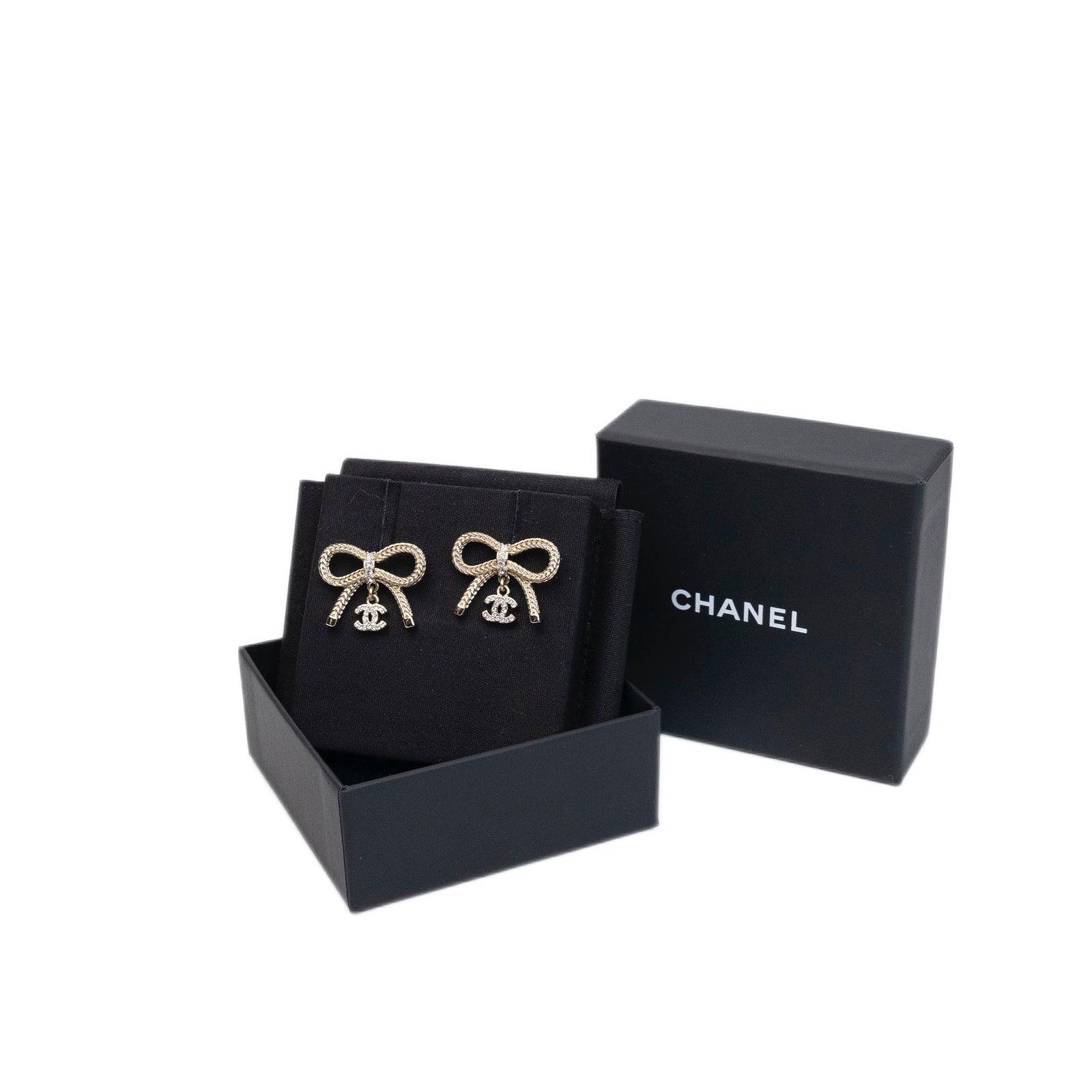 CHANEL 24K BOW CC EARRINGS