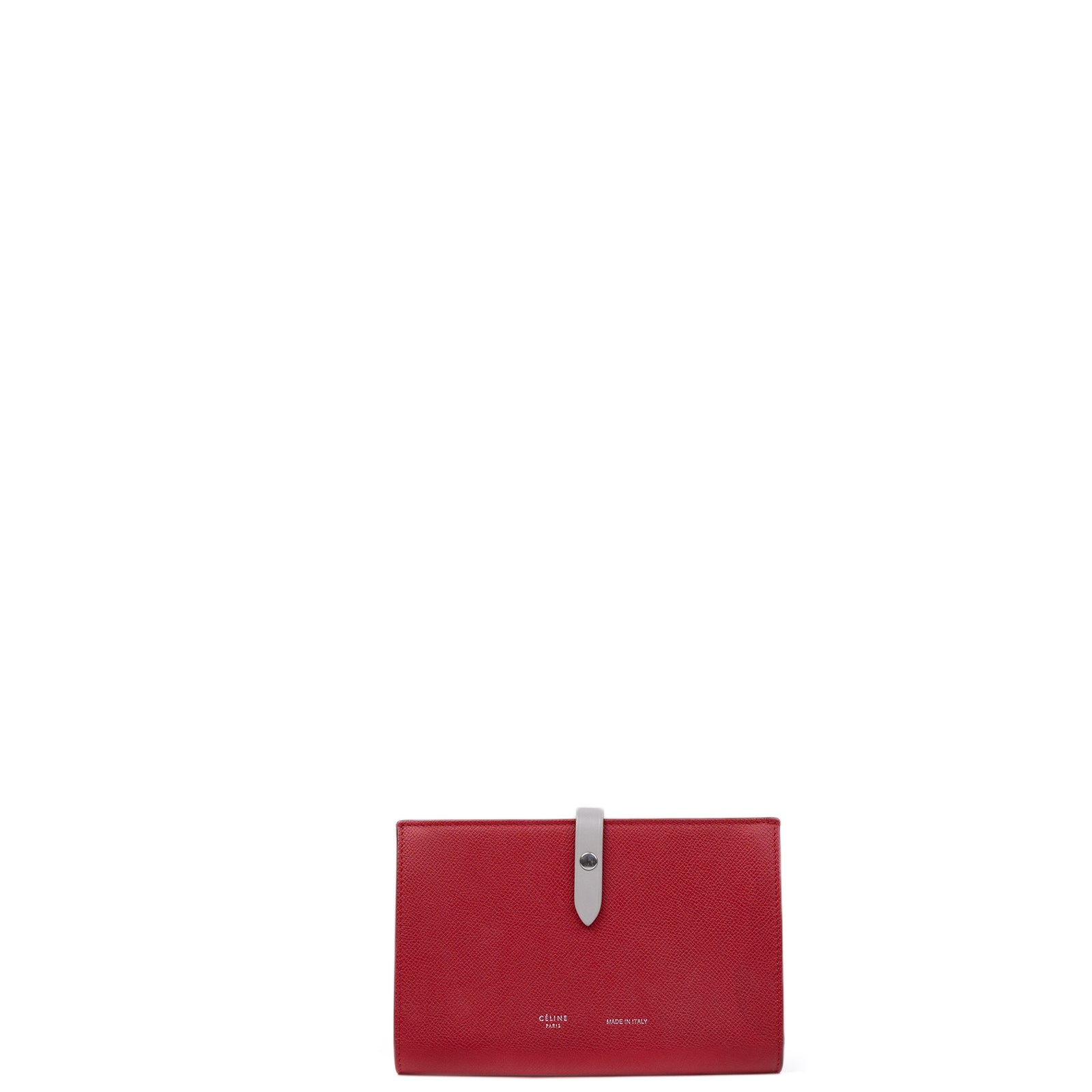 CELINE LARGE MULTIFUNCTION WALLET BICOLOR POP RED GREY METAL FITTING