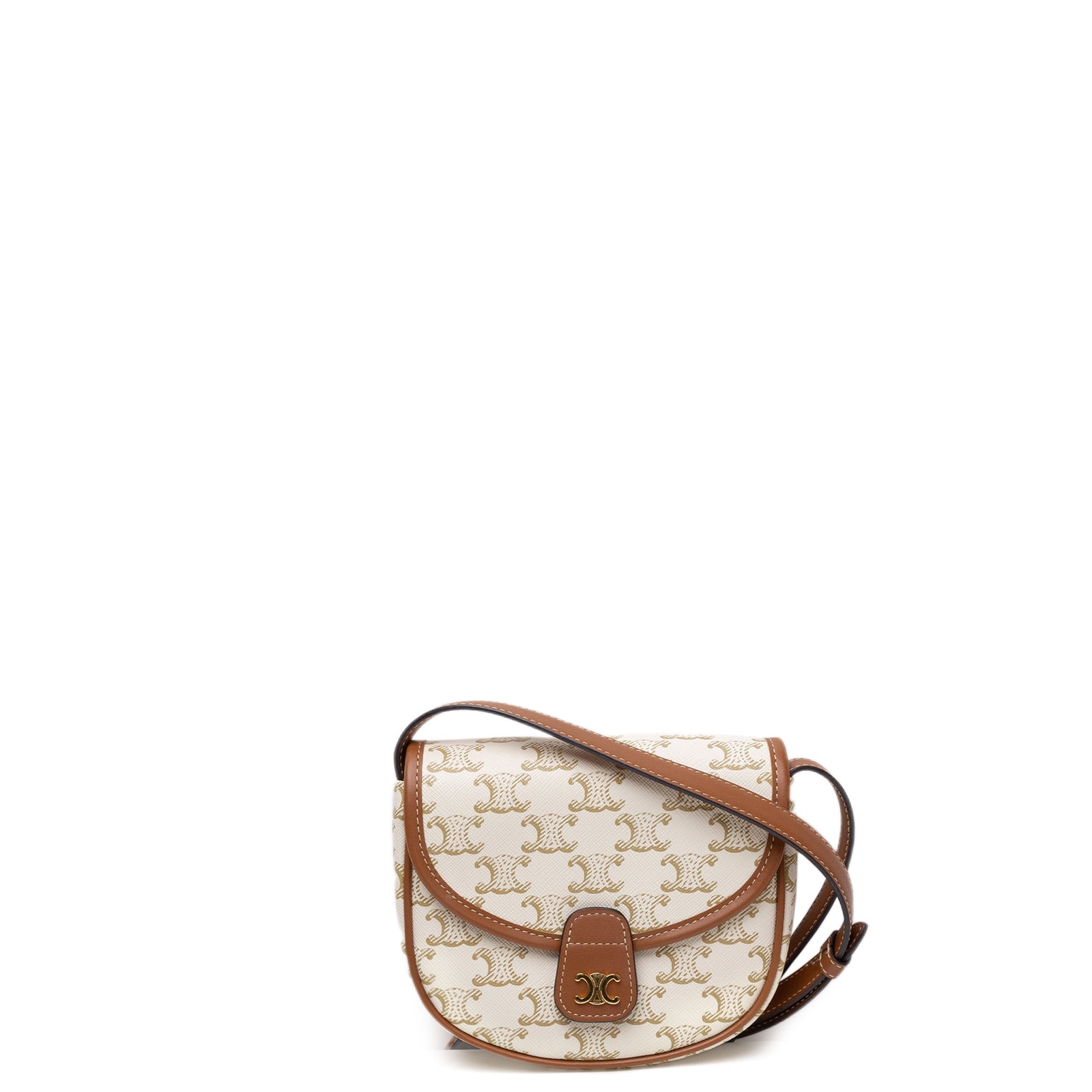 CELINE MINI BESACE TRIOMPHE CANVAS/ CALFSKIN WHITE GHW