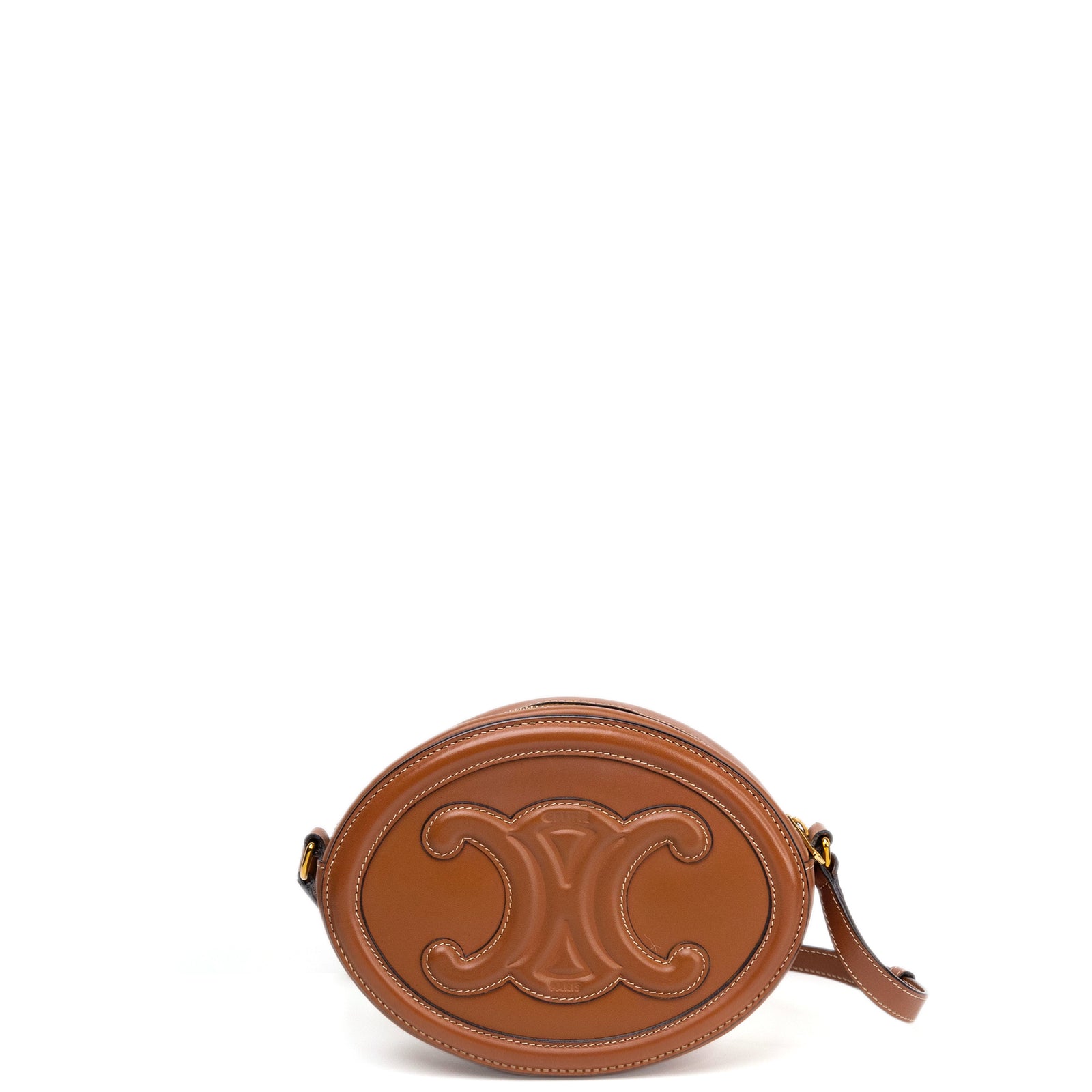 CELINE OVAL BAG TRIOMPHE SMOOTH CALFSKIN TAN GHW