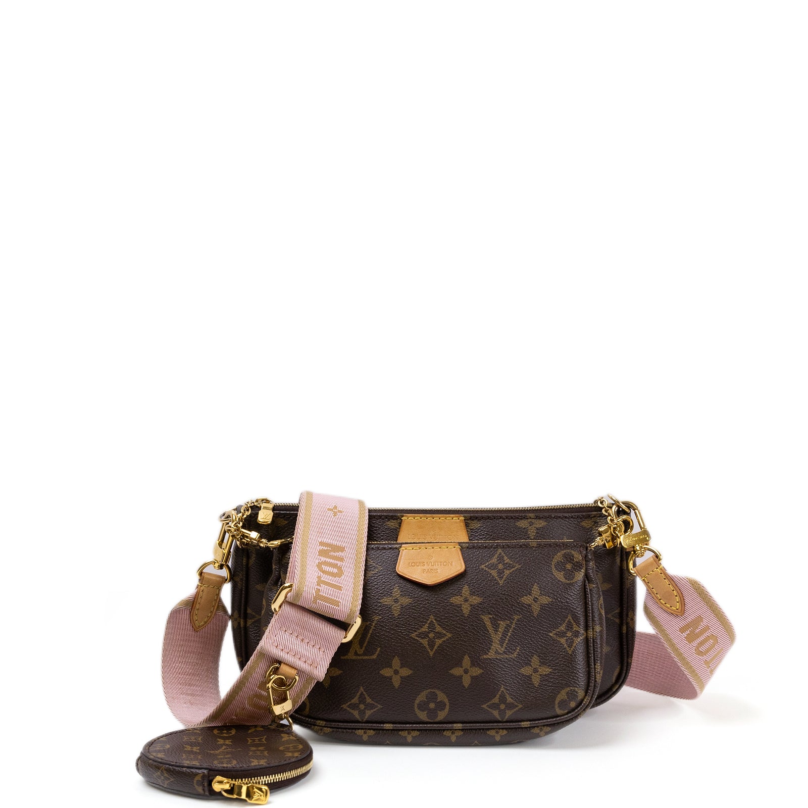 LOUIS VUITTON MULTI POCHETTE ACCESSORIES ROSE MONOGRAM CANVAS GHW